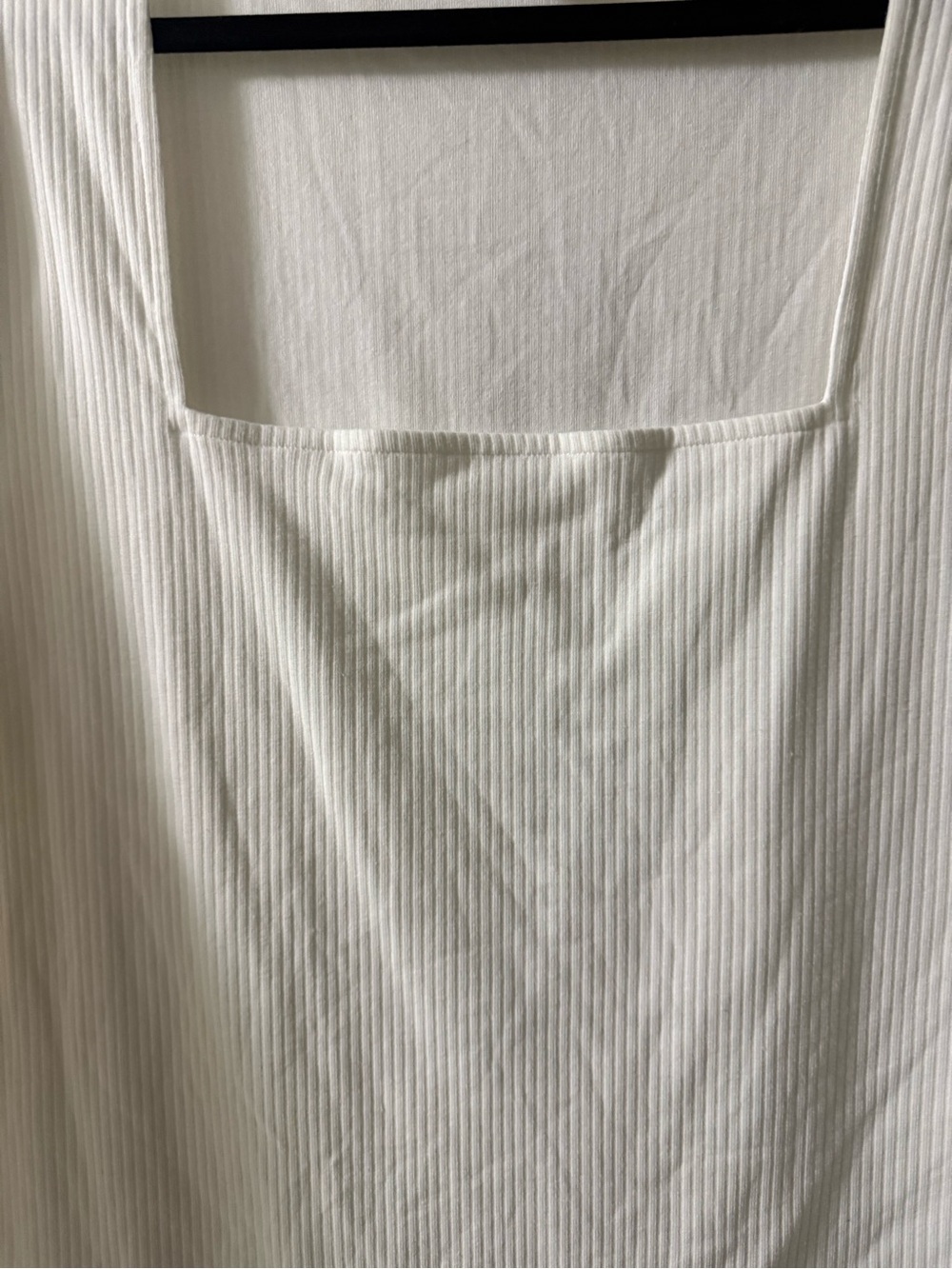 Old Navy White Ribbed Long Sleeve Square Neck Bodysuit - Picture 2 of 4